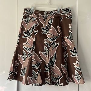 RW&Co Brown, Pink & Teal Knee-Length Lined Skirt - size 2